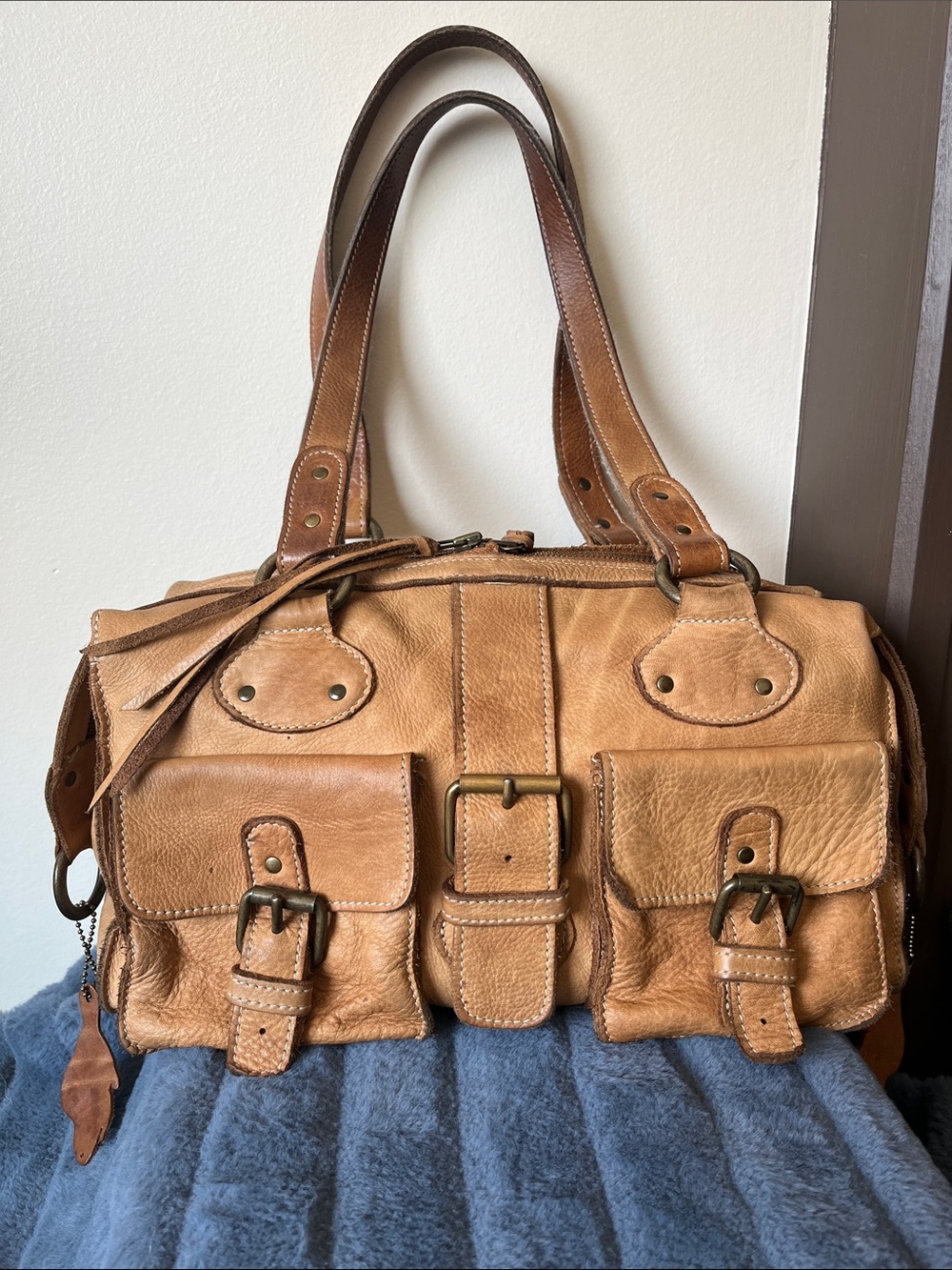 Roots Tan Leather Satchel Bag - Picture 1 of 14